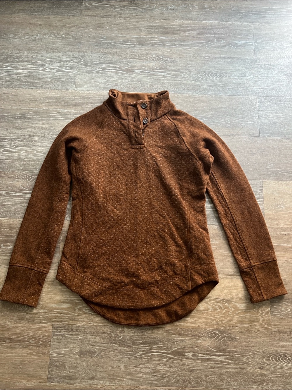 Women's prAna Brown Button-Neck Pullover Sweater